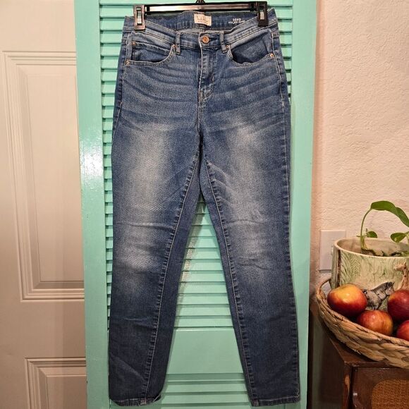 Nicole Miller Blue Skinny Jeans with Distressed Look - Picture 1 of 6